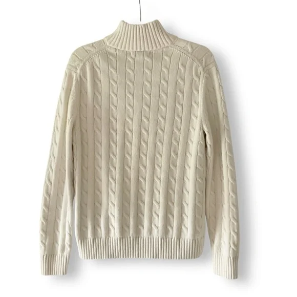 Banana Republic Factory Mens Cable Knit Sweater Sz M 1/4 Zip Wool Blend Neutral - Picture 6 of 11